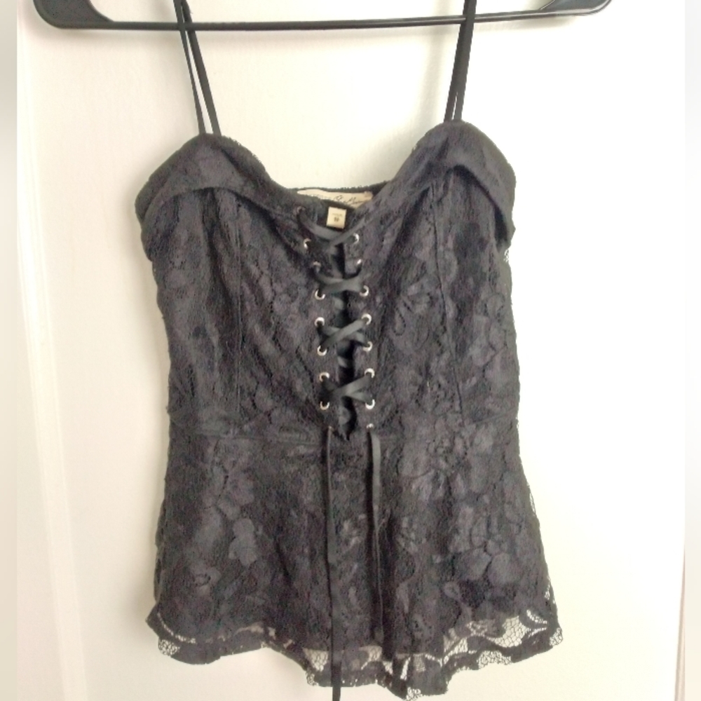 Black lace corset Peplum top XS